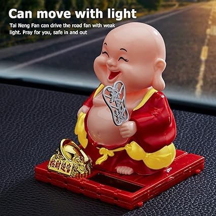 AR068- Solar Laughing Buddha figurine - Image 3