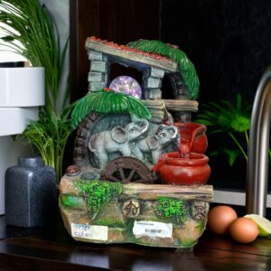 9430- Elephant Fountain with Crystal Ball