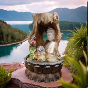 9438- Lord Buddha Fountain with Crystal Rotating Ball