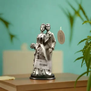 3262- Silver Ceramic Couple Figurine