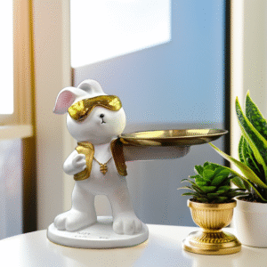 3667- Ceramic Robot with Tray