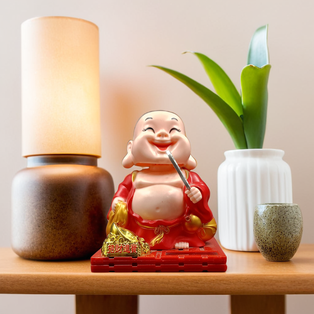 AR068- Solar Laughing Buddha figurine