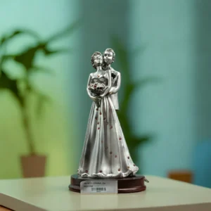 3873-  Silver Ceramic Couple Figurine