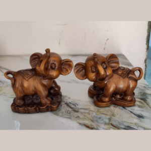 YS139 Wooden Baby Elephant Showpiece