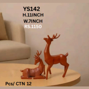 YS142 Wooden Dear Showpiece Set of 2