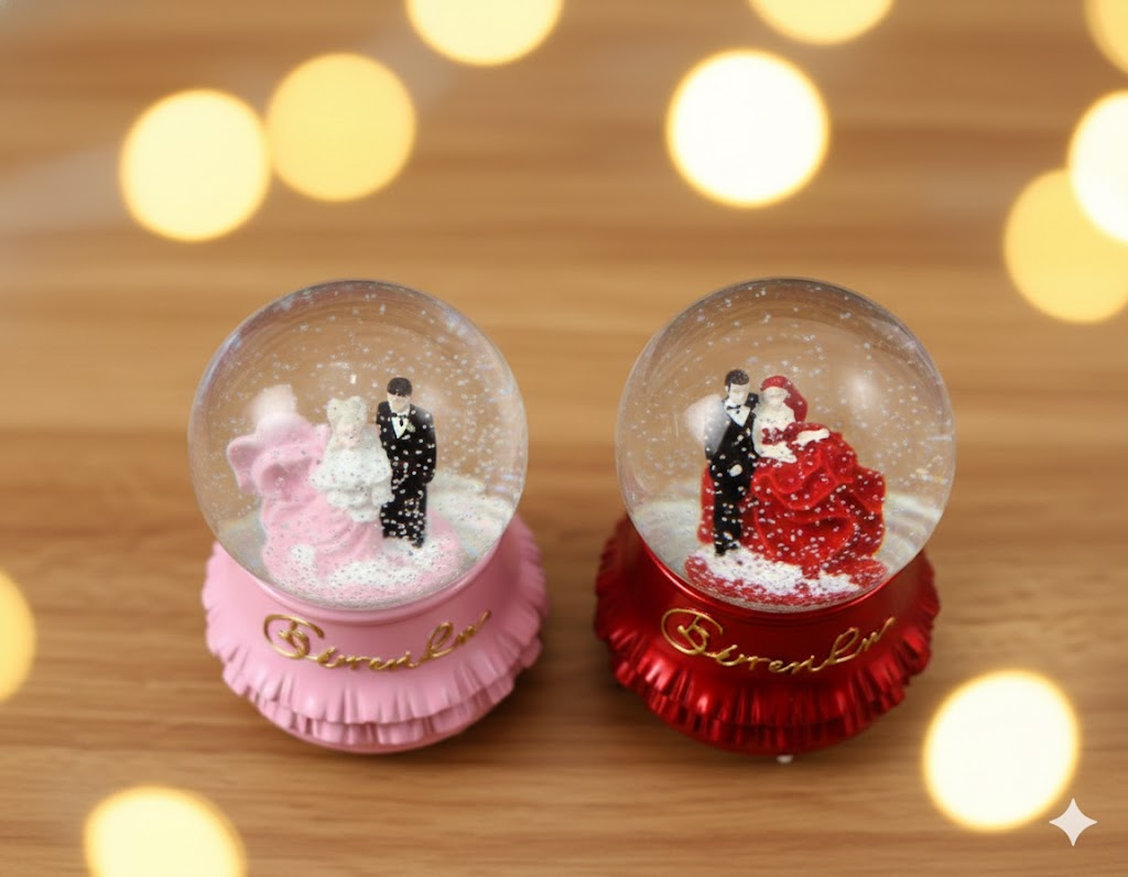 AR-Romantic Wedding Couple Snow Globes - Image 3
