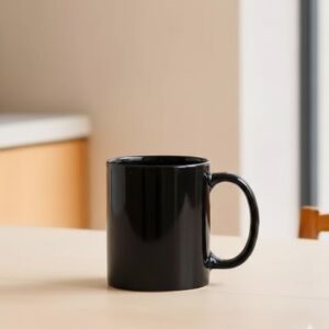 1102 Classic Glossy Black Ceramic Mug