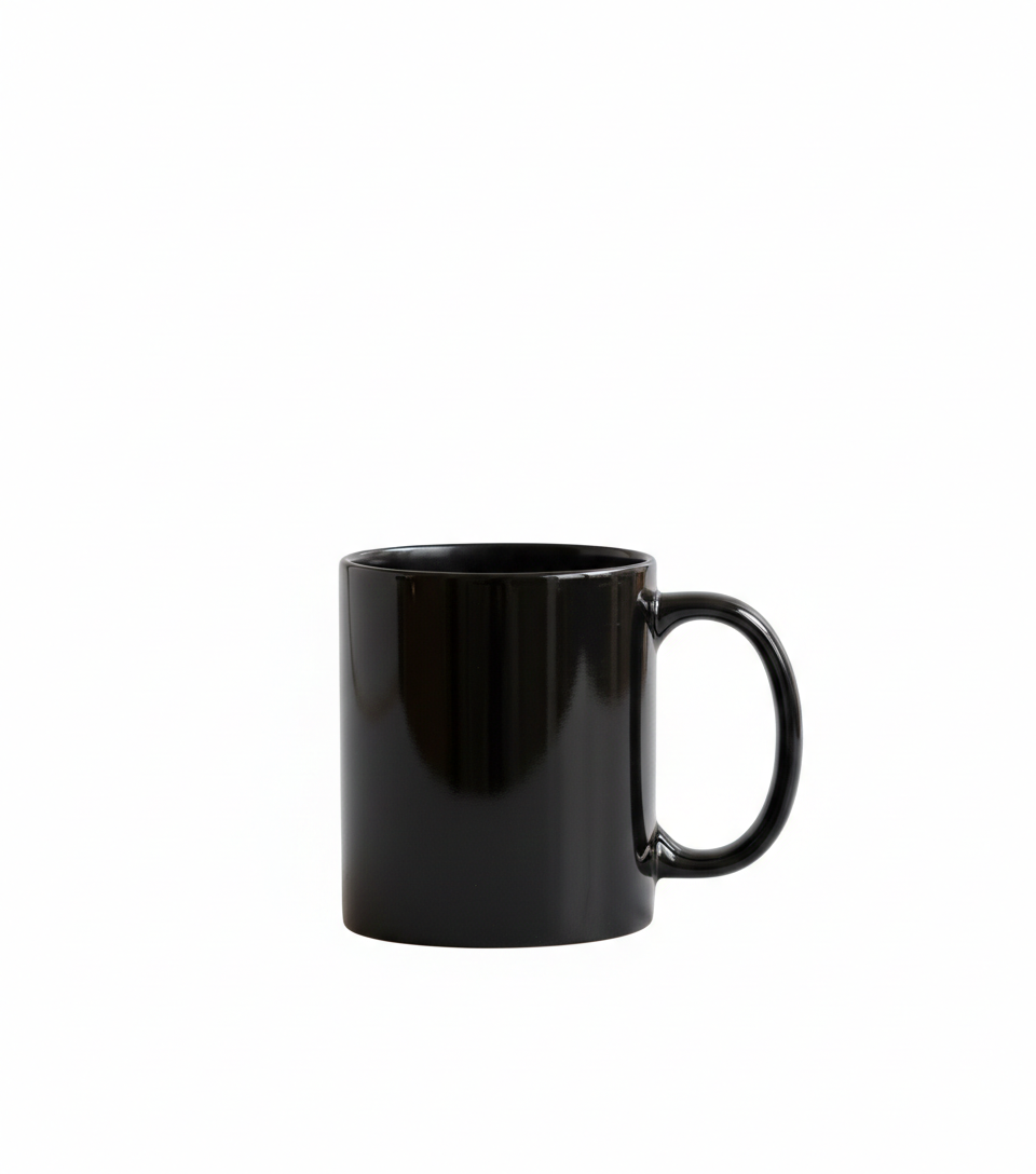 1102 Classic Glossy Black Ceramic Mug - Image 2