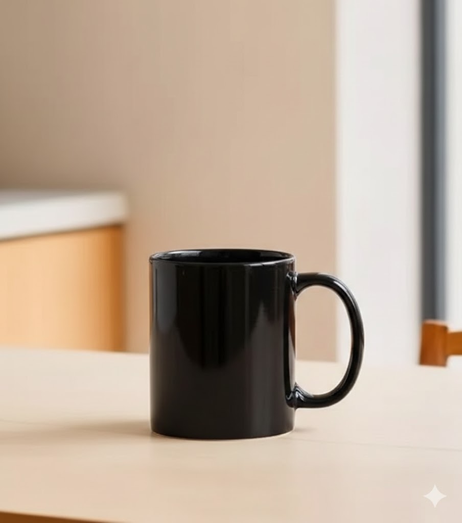 1102 Classic Glossy Black Ceramic Mug