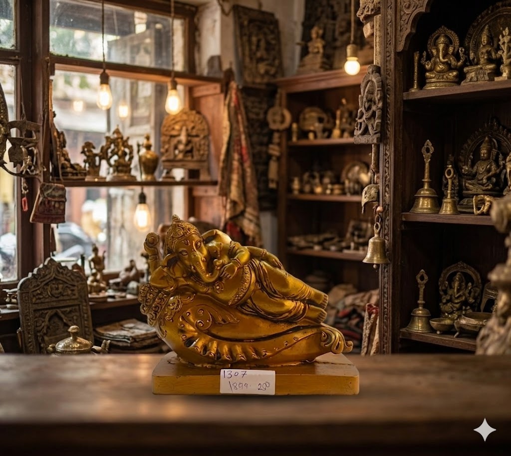 1307 ( Reclining Ganesha Statue (Resting Lord Ganesha Figurine ) Height-7 INCH | Width-6 INCH