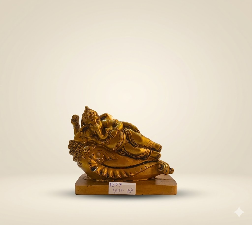 1307 ( Reclining Ganesha Statue (Resting Lord Ganesha Figurine ) Height-7 INCH | Width-6 INCH - Image 2