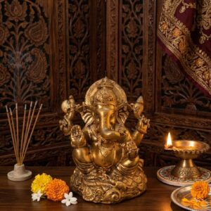 1313 ( Ganesha Brass Idol (Lord Ganesha Statue) ) Height-6 INCH | Width-5 INCH