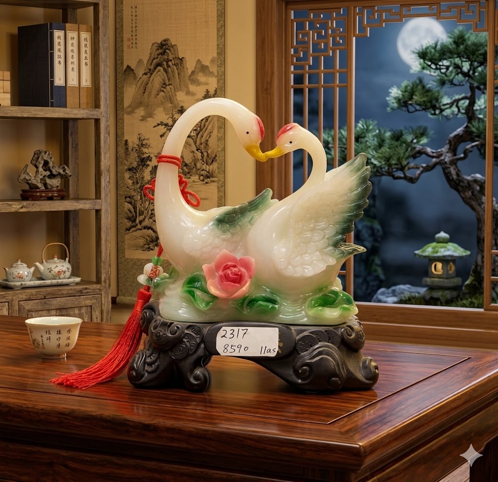 2317 ( Elegant Swan Love Pair Decorative Showpiece ) Height-9 INCH | Width-7 INCH