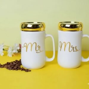 2394 Premium Gold-Lid Couple Mugs