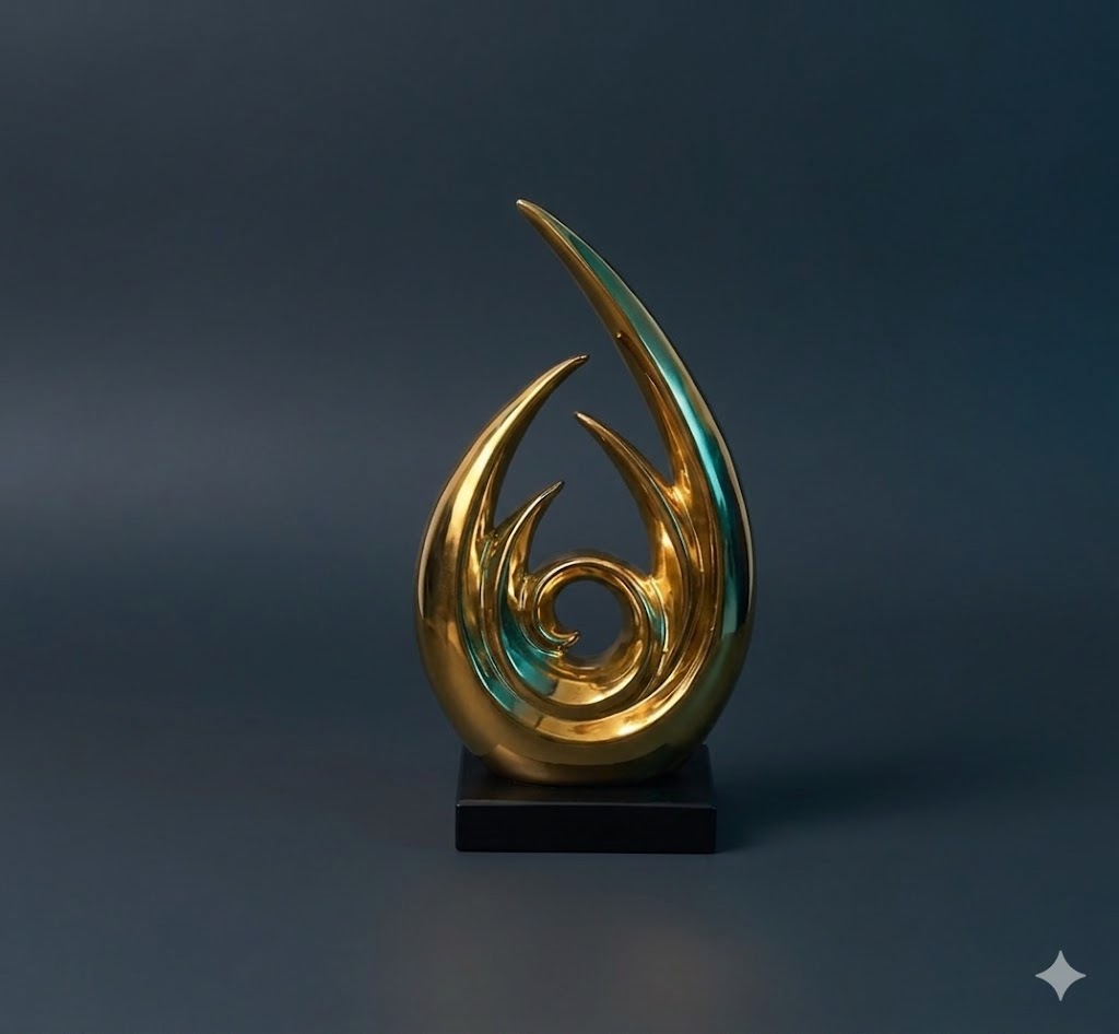 2754 ( Golden Spiral Flame Sculpture ) Height-11INCH | Width-7 INCH
