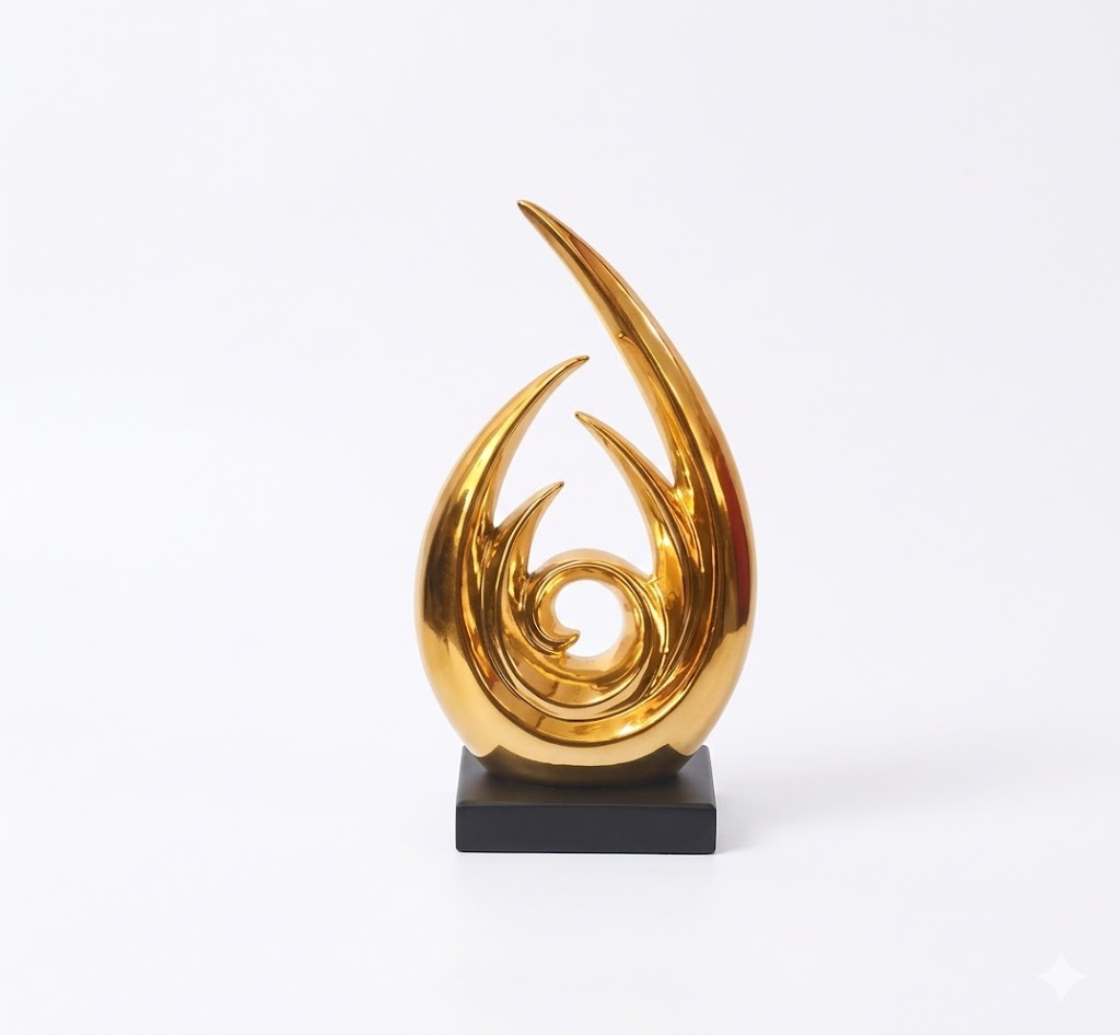 2754 ( Golden Spiral Flame Sculpture ) Height-11INCH | Width-7 INCH - Image 2