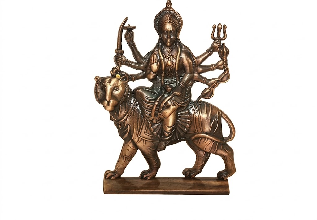 3No MATER ( Divine Maa Durga on Tiger – Antique Finish Idol ) Height-11 INCH | Width-8 INCH - Image 2