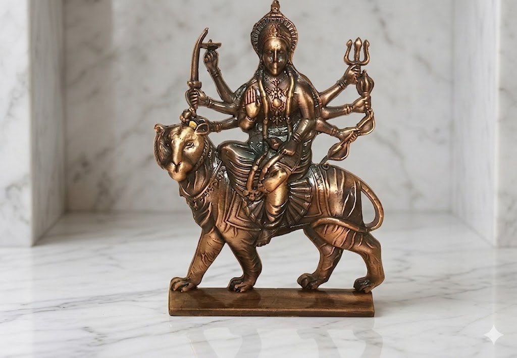 3No MATER ( Divine Maa Durga on Tiger – Antique Finish Idol ) Height-11 INCH | Width-8 INCH