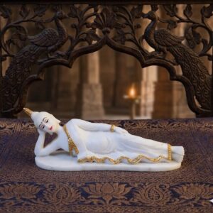 4025 ( Reclining Buddha Marble Idol (Resting Buddha Figurine) ) Height-3 INCH | Width-8 INCH