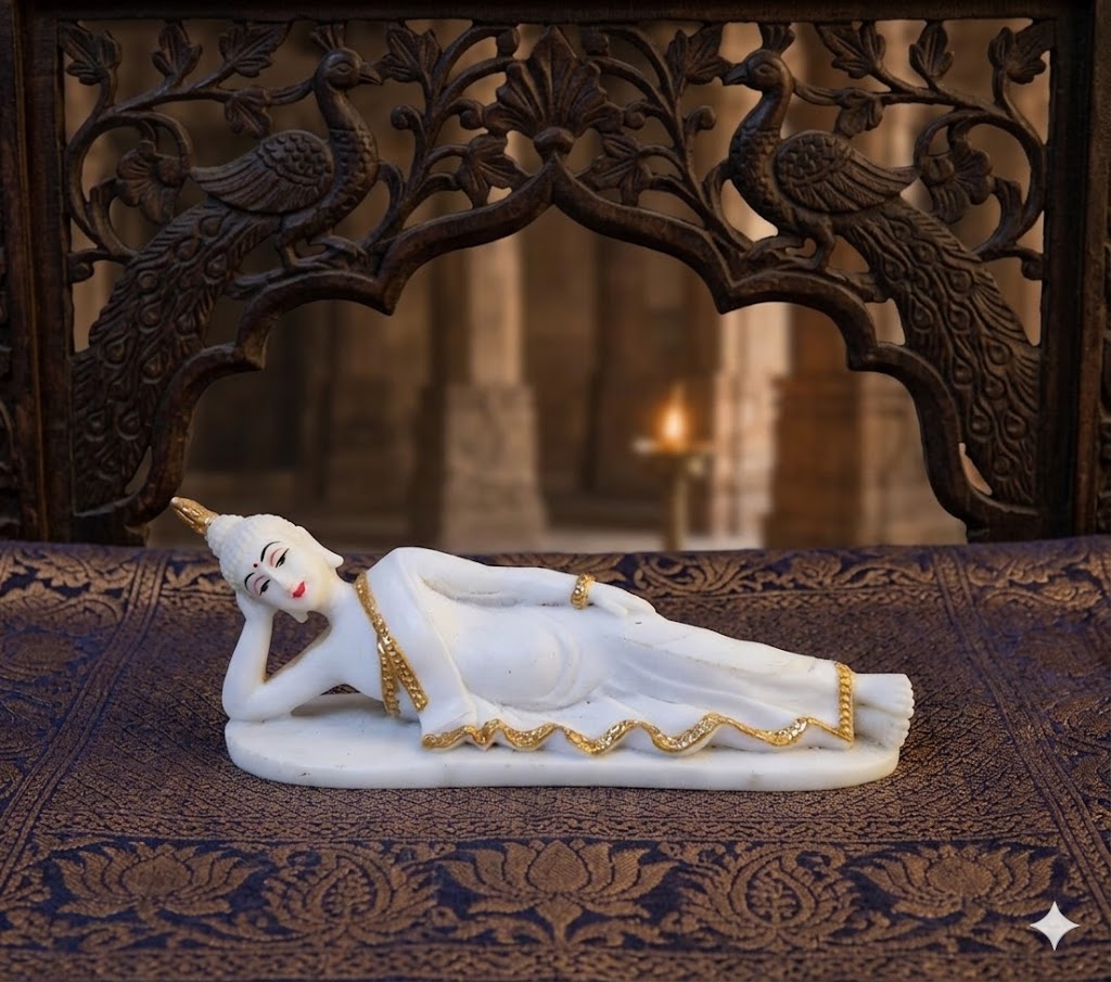 4025 ( Reclining Buddha Marble Idol (Resting Buddha Figurine) ) Height-3 INCH | Width-8 INCH