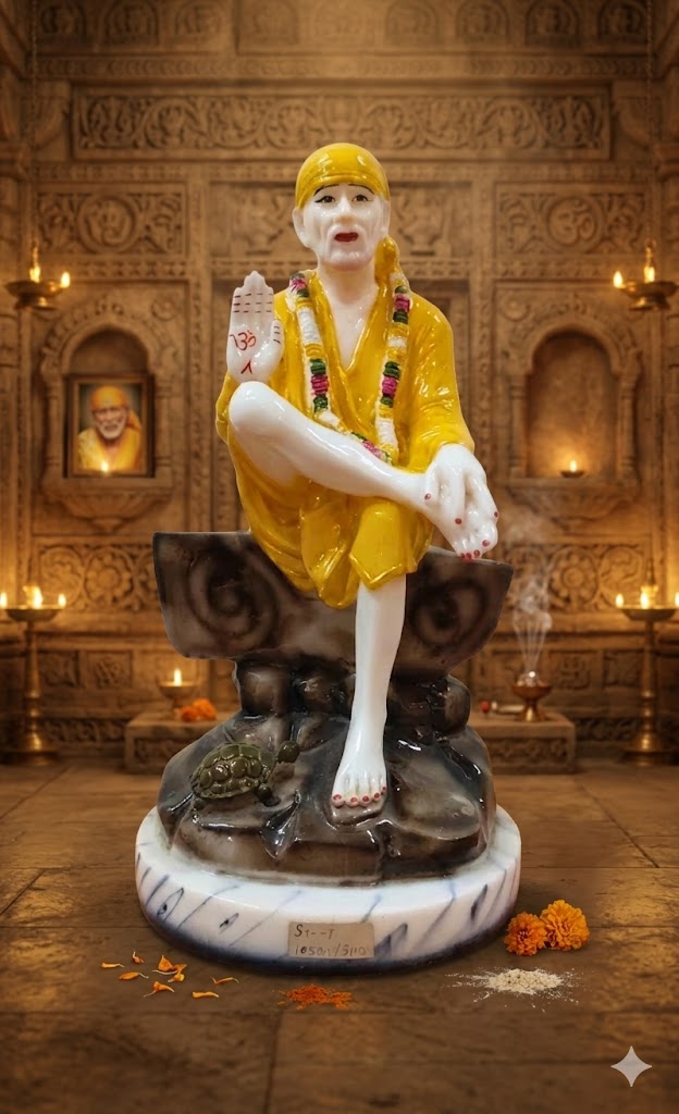 591-8 ( Sai Baba of Shirdi Idol (Seated Blessing Posture ) Height-18 INCH | Width-8 INCH