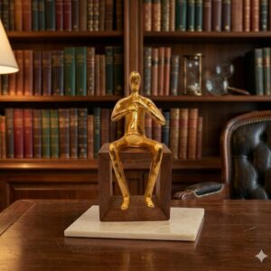 6495 ( Golden Harmony Musician Figurine on Wooden Frame ) Height-8 INCH | Width-5 INCH