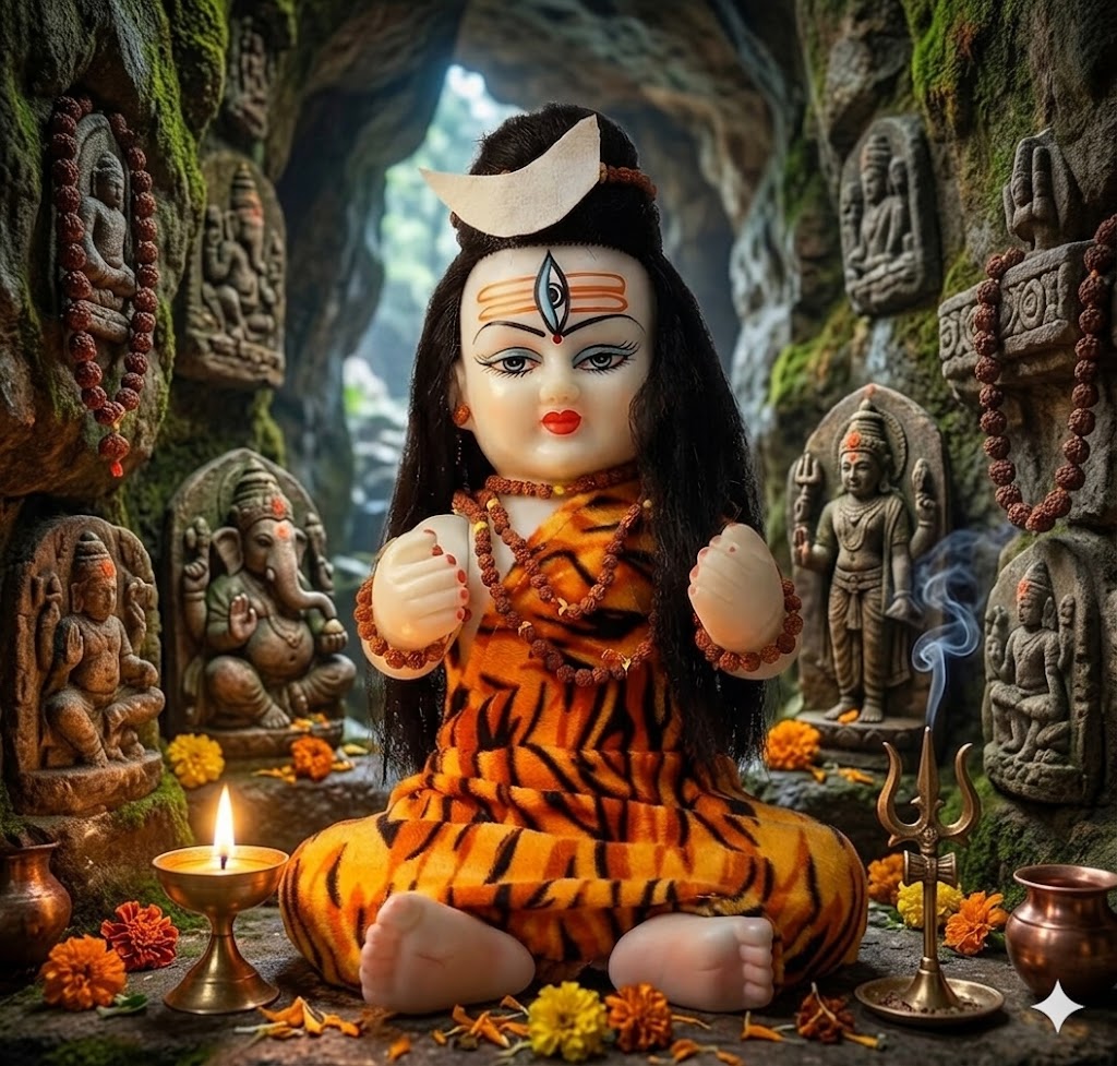 791 Shivji ( Divine Baby Shiv Ji Idol with Tiger Print Attire – Decorative Spiritual Statue ) Height-11 INCH | Width-7 INCH