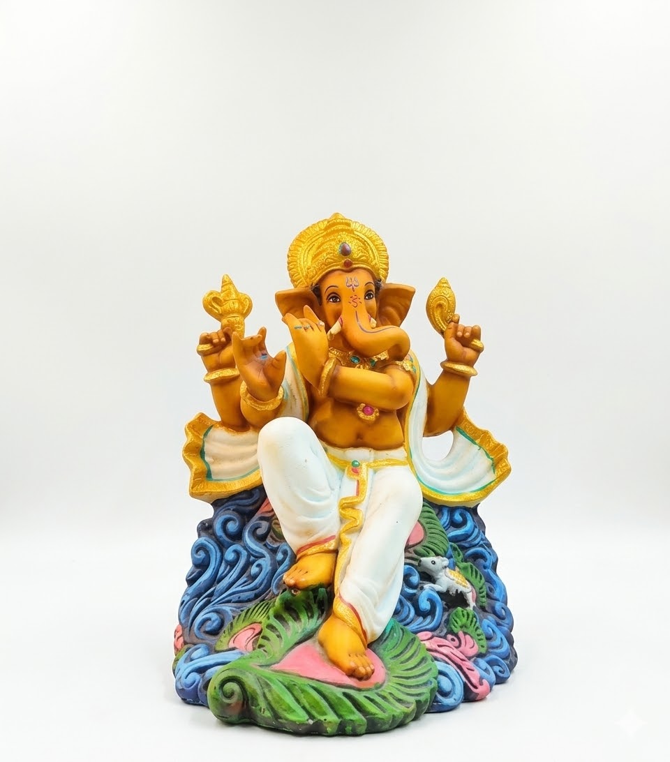 8018 Lord Ganesha sitting idol Height: 10 Inch Width: 7 Inch - Image 3