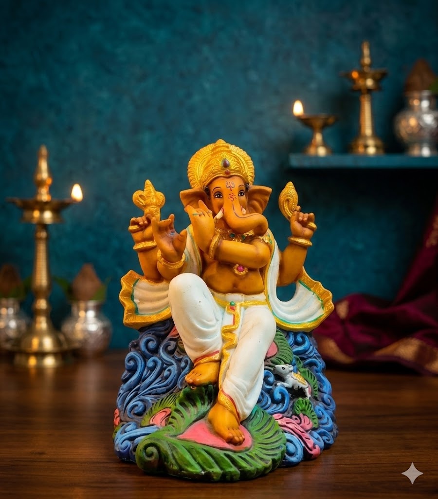8018 Lord Ganesha sitting idol Height: 10 Inch Width: 7 Inch