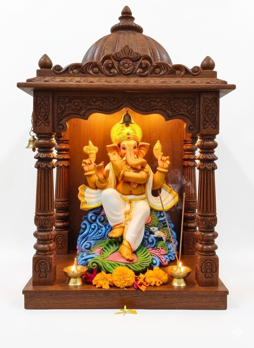 8018 Lord Ganesha sitting idol Height: 10 Inch Width: 7 Inch - Image 2