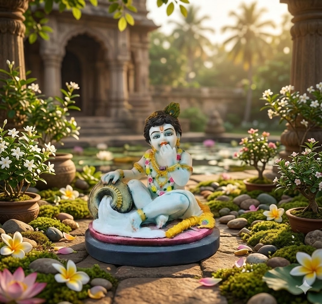 8051 (Makhan Chor Bal Krishna Idol) Height-12 INCH Width-10 Inch