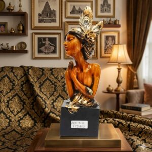 AAA-61C ( Golden Elegance Lady Figurine with Feather Crown ) Height-14 INCH | Width-4 INCH
