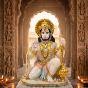 AH-899 ( Sacred Gold & Marble Finish Lord Hanuman Blessing Idol ) Height-8 INCH | Width-6 INCH