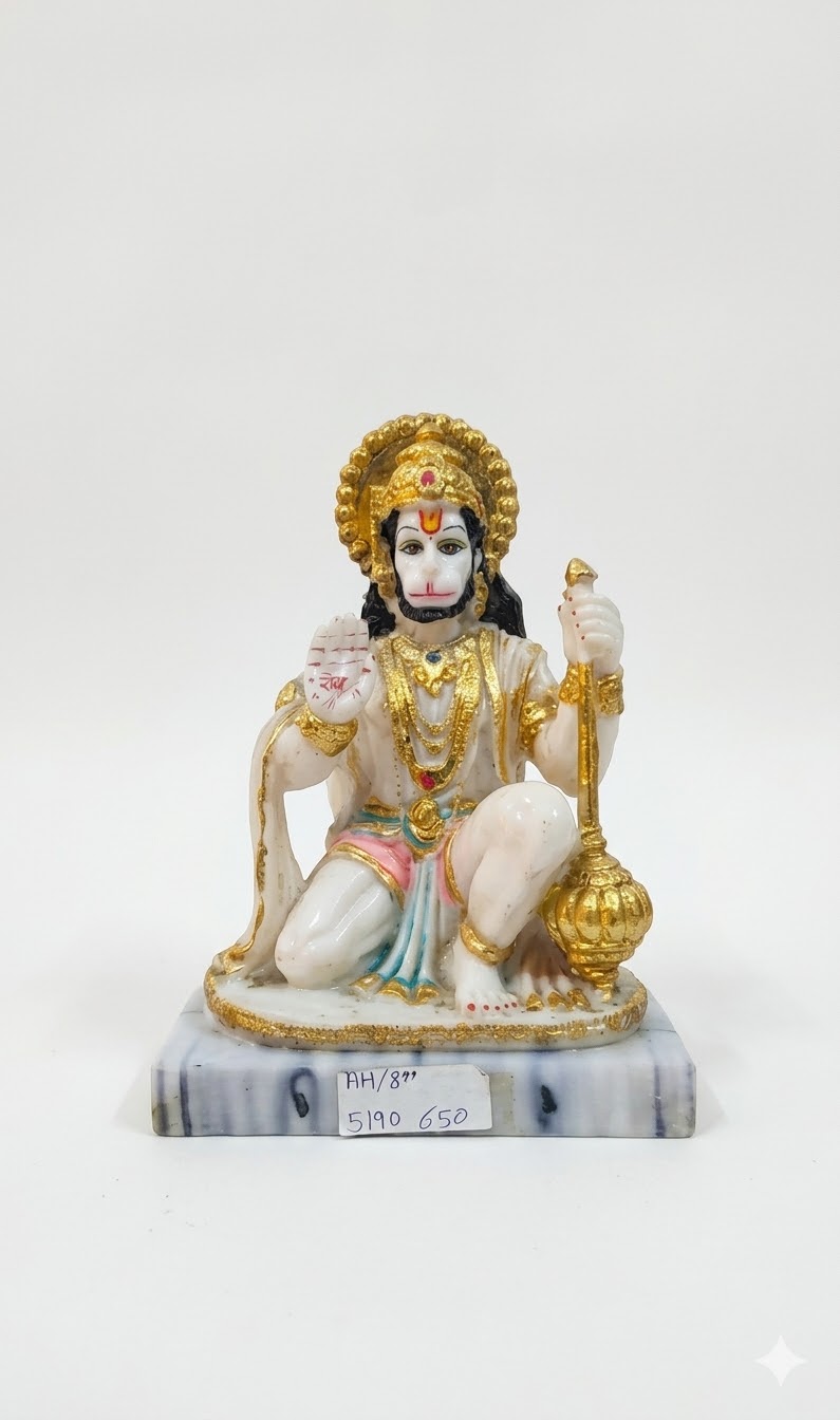AH-899 ( Sacred Gold & Marble Finish Lord Hanuman Blessing Idol ) Height-8 INCH | Width-6 INCH - Image 2