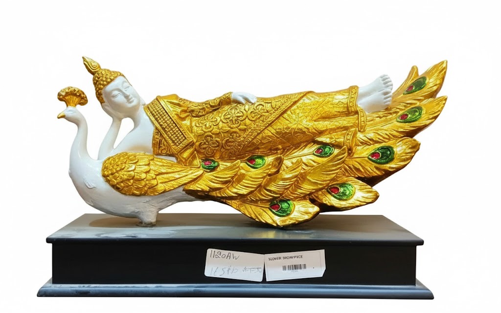 AW 1120 ( Divine Lord Vishnu Resting on Peacock Statue ) Height-7 Inch Width-12 Inch - Image 2