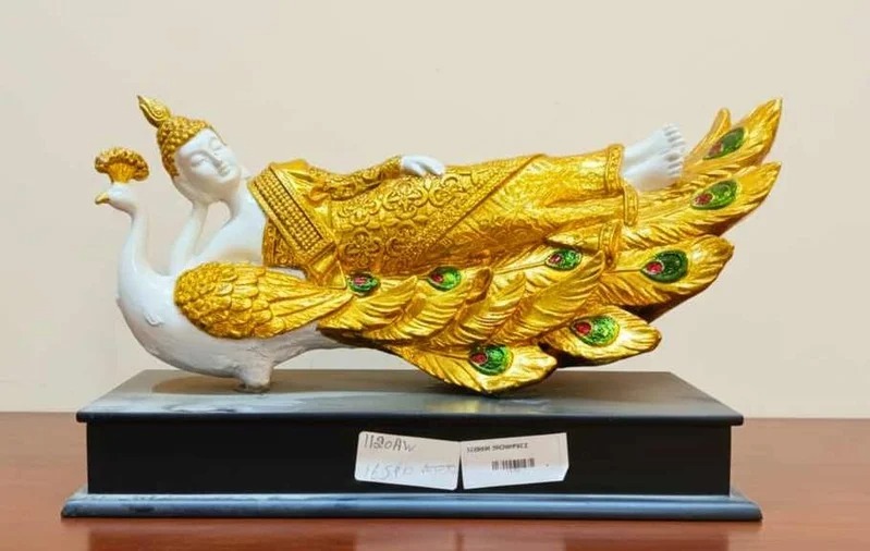 AW 1120 ( Divine Lord Vishnu Resting on Peacock Statue ) Height-7 Inch Width-12 Inch