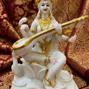BIG KAMAL SARSWHATI LIP ( Saraswati Marble-Finish Veena Saraswati Idol ) Height-18 INCH | Width-11 INCH