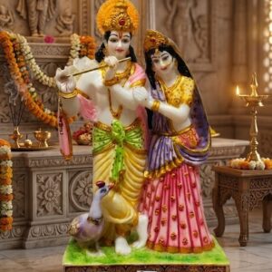 BIG MOR R.K ( Divine Radha Krishna Murti with Peacock Elegance ) Height-22 INCH | Width-14 INCH