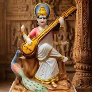 BIG MOR SARSWATI ( Saraswati Idol Veena Playing Form with Peacock ) Height-18 INCH | Width-12 INCH
