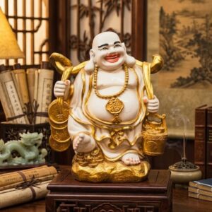 Big L.F WG ( Golden Prosperity Laughing Buddha Idol ) Height-20 INCH | Width-14 INCH