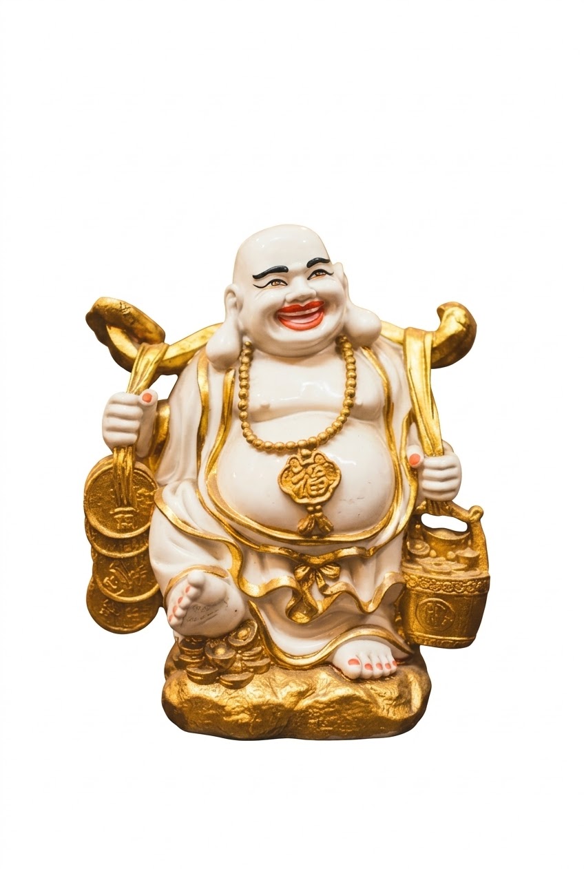 Big L.F WG ( Golden Prosperity Laughing Buddha Idol ) Height-20 INCH | Width-14 INCH - Image 2