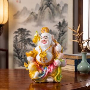 Budha-4B (Golden Lucky Laughing Buddha Idol for Home Decor) Height-9 Inch Width-5 Inch