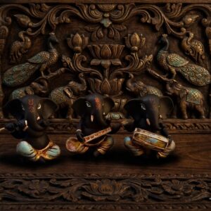 CHOTA GANESH 1X3 ( Handcrafted Musical Lord Ganesha Trio Figurines )Height-5 INCH | Width-4 INCH