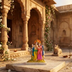 CRK ( Divine Radha Krishna with Cow Idol ) Height-12 INCH | Width-9 INCH