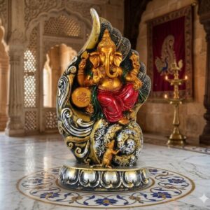 color 330 ( Lord Ganesha Decorative Multicolor Idol with Ornamental Back Panel ) Height-12 INCH | Width-6 INCH