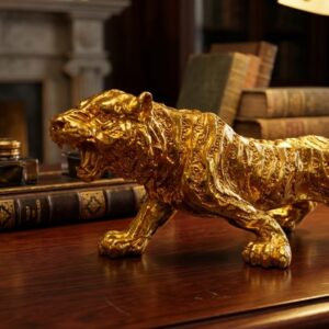 G-912 ( Golden Tiger Decorative Figurine ) Height-7 INCH | Width-20 INCH