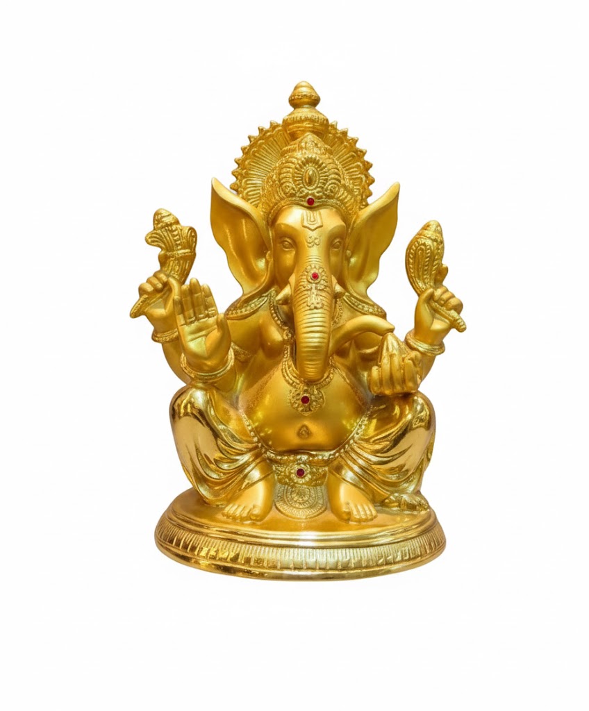 GG-425 ( Divine Radiance Golden Ganesha ) Height-14 Inch Width-9 Inch - Image 2