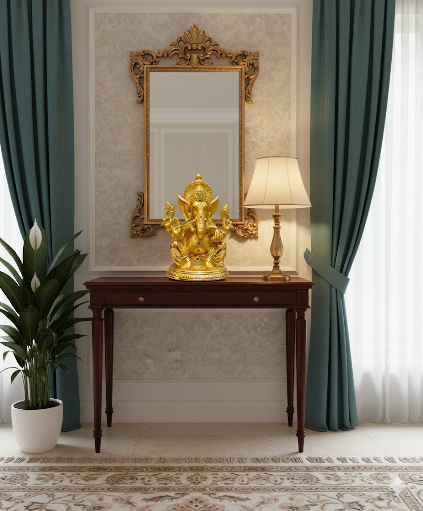 GG-425 ( Divine Radiance Golden Ganesha ) Height-14 Inch Width-9 Inch