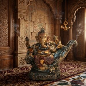 Ganesh Gold ( Ganesha (also known as Ganapati or Vinayaka ) ) Height-7 INCH | Width-8 INCH