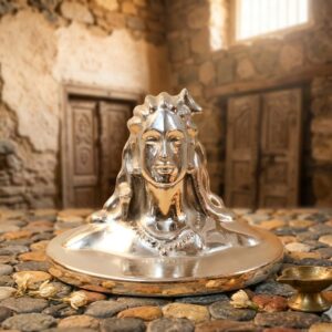 ( Divine Lord Shiva Silver Finish Bust Idol ) Height-2cm | Width-3 cm